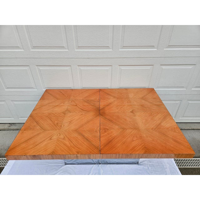 Brown Milo Baughman for Thayer Coggin Wood Chrome Dining Table For Sale - Image 8 of 17