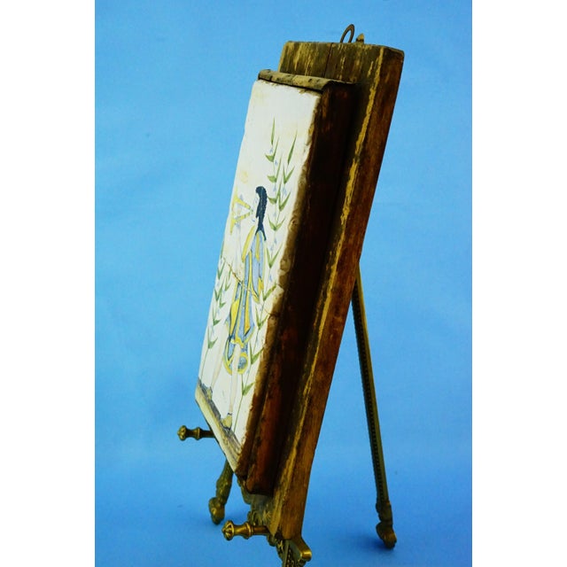 Ceramic 20th Century, Archaic Ceramic Tile Plaque with Wooden Support, Viterbo Tuscia Italy., 1920s, Ceramic For Sale - Image 7 of 18