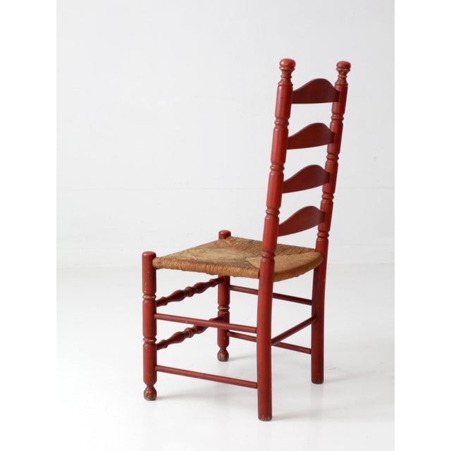 Vintage Red Ladder Back Rush Seat Chair For Sale - Image 13 of 18