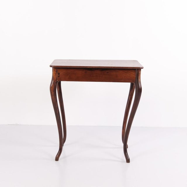 Mahogany Side Table with Drawer and Curved Legs, 1910 For Sale - Image 5 of 11