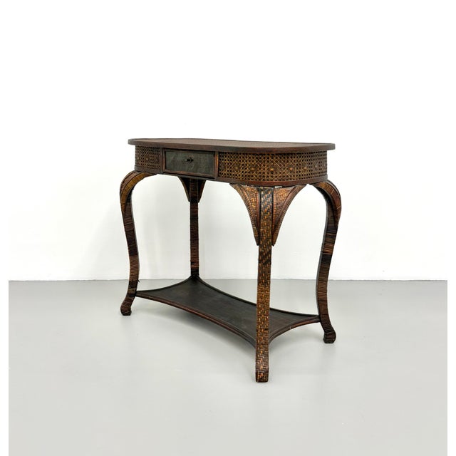 Vintage Woven Rattan Writing Desk For Sale - Image 4 of 7