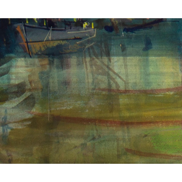 Abstract Abstract Watercolor Painting of a Harbor by Szuba For Sale - Image 3 of 8