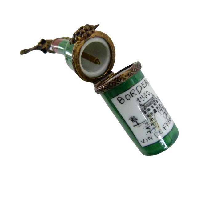 1980s Limoges Wine Bottle Cork Screw Trinket Box . Peint Main . Initials h.t. On Bottom For Sale In Atlanta - Image 6 of 11