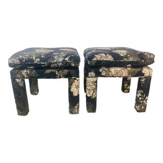Vintage Kagan Style Floral Ottomans, a Pair For Sale