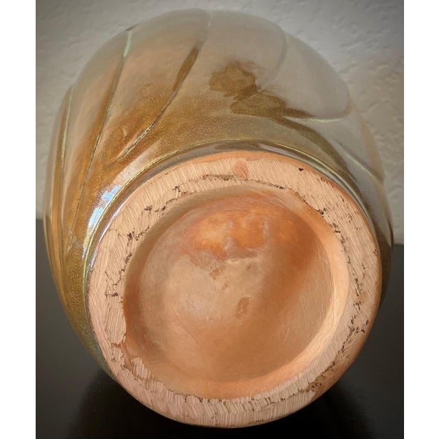 Circa 1940 Frankoma Pottery Art Deco-Inspired Scalloped Top Vase Style 79 in Prairie Green For Sale - Image 10 of 12