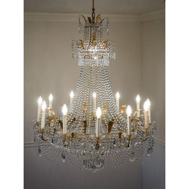 Traditional Large Empire Crystal Hot Air Balloon Chandelier, Italy, 1940s For Sale - Image 3 of 18