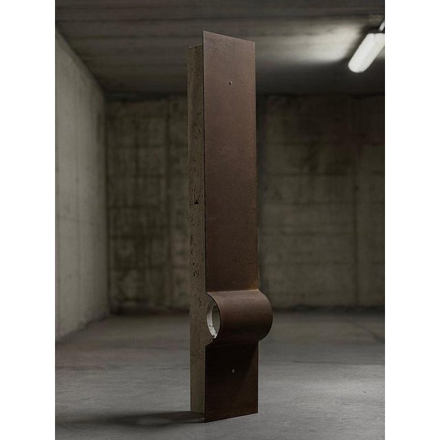 Oculus X Floor Lamp in Oxidized Iron & Travertine by D´ARK Atelier For Sale - Image 6 of 18