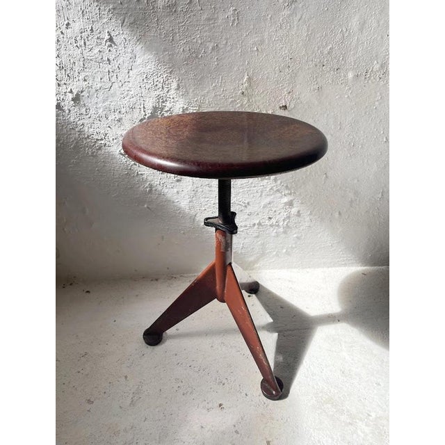 Industrial Workshop Stool from Ab Odelberg & Olson, Sweden, 1930s For Sale - Image 4 of 11