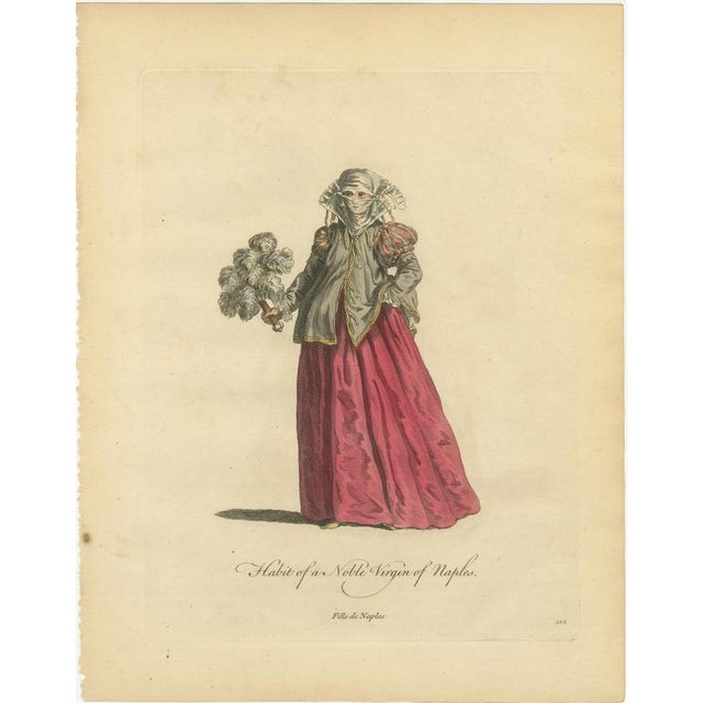 European School, Italian Noblewomen Costume from Naples, 1749, Paper Engraving For Sale - Image 4 of 10