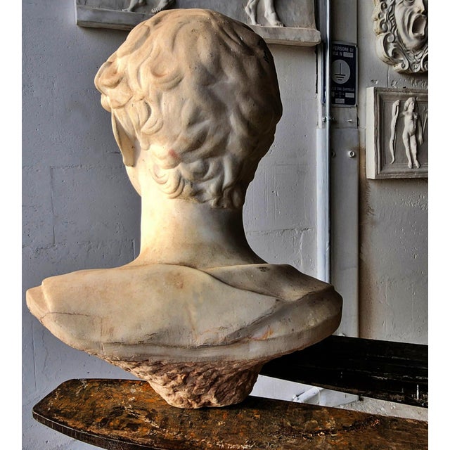 Stone Bust of Giuliano de Medici, 19th Century, Carrara Marble For Sale - Image 7 of 8