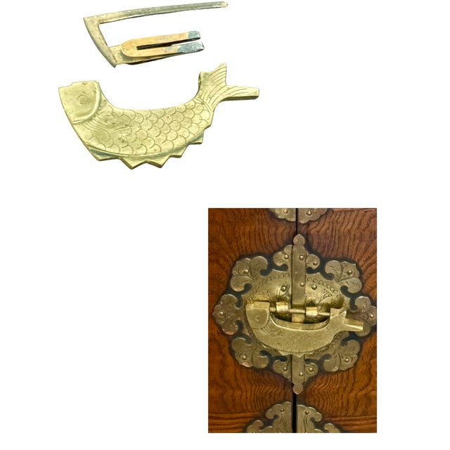 Antique Korean Bandaji Chest-Brass Hardware-Locked Cabinet-Asian Furniture-Folk For Sale - Image 4 of 11