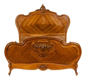 Late 19th Century French Burl Walnut Bed