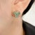 Green Bochic “Orient” Vintage Emerald & Rose Cut Diamond Earrings Set 18K Gold & Silver For Sale - Image 8 of 11