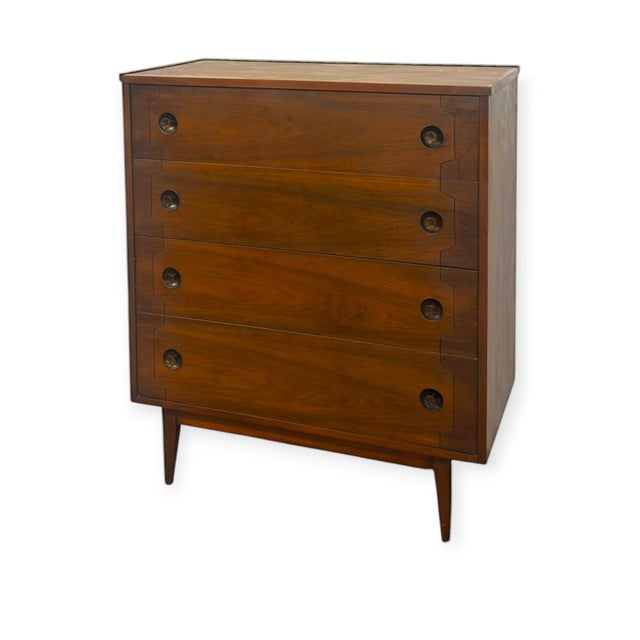 Mid-Century Modern Vintage Mid-Century Modern 4-Drawer Tallboy Dresser Dovetailed Drawers. For Sale - Image 3 of 12