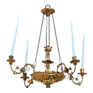 19th Century Neoclassical Giltwood Candle Chandelier For Sale