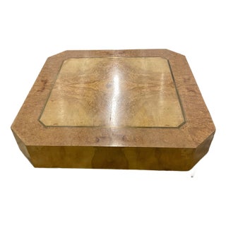 70s Octagonal Burl Wood Café Table . For Sale