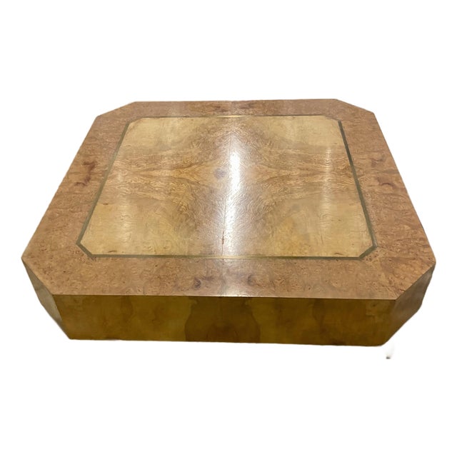 70s Octagonal Burl Wood Café Table . For Sale