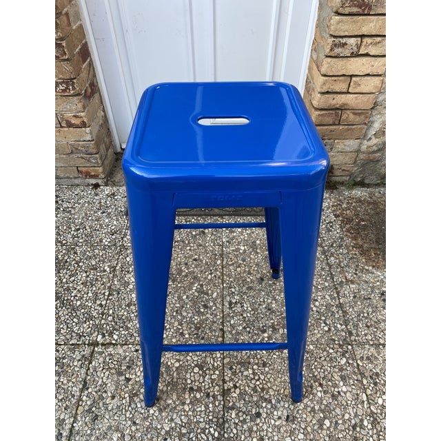 Vintage Industrial Bar Stool in Blue by Xavier Pauchard for Tolix, 2010s For Sale - Image 9 of 18