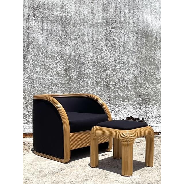 Vintage Boho Pencil Reed Lounge Chair For Sale - Image 4 of 10