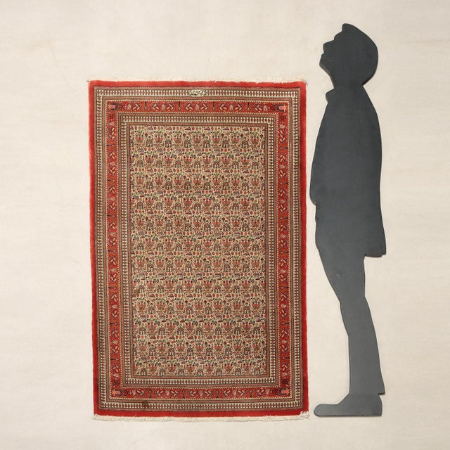Kum rug in cotton, wool and silk, extra-fine knot, hand-made. This piece is attributed to the mentioned designer/maker. It...