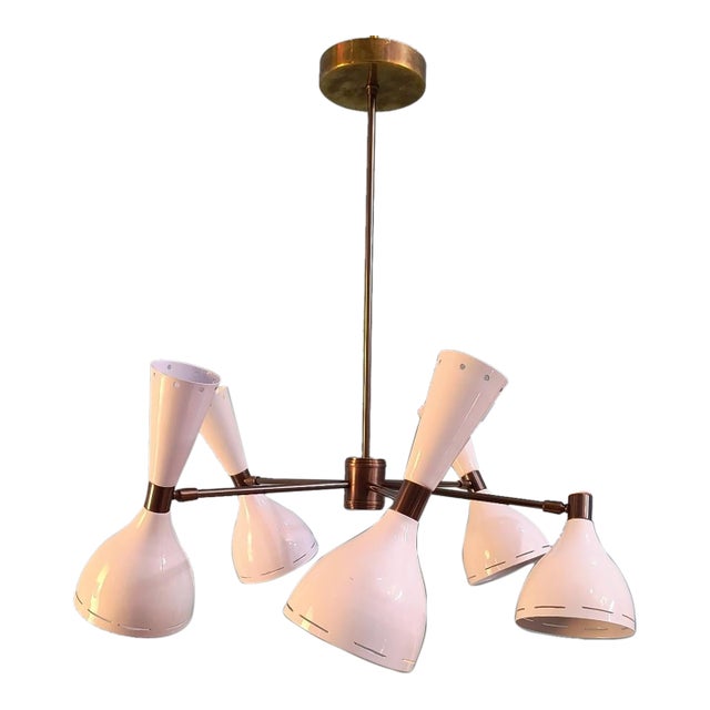 Spoon Light 5-Arm Brass Sputnik Chandelier, 10-Light Mid-Century Modern Ceiling Light For Sale