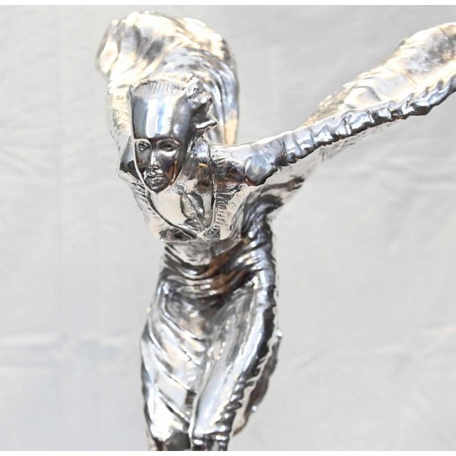 Metal Art Nouveau Flying Lady Bronze Statue Spirit of Ecstacy For Sale - Image 7 of 10