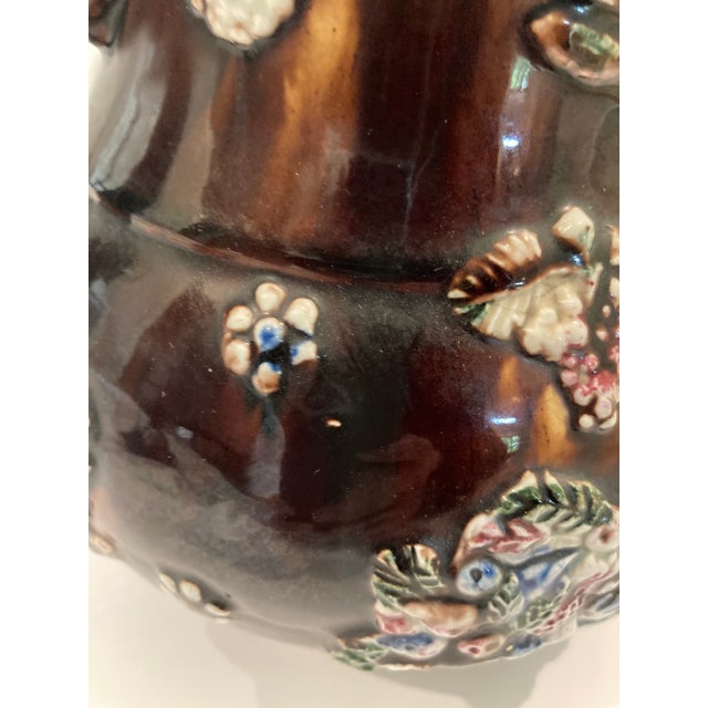 Antique English Large Bargeware Teapot - "God Bless Our Home" For Sale - Image 11 of 11