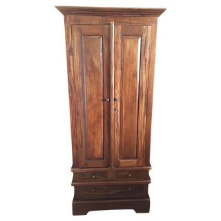 Small Solid Wood Armoire or Wardrobe For Sale