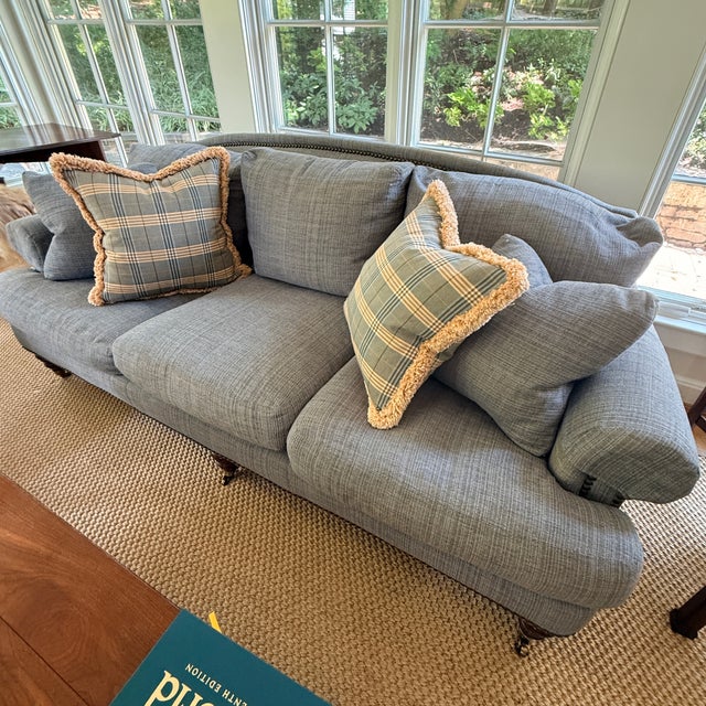 Lillian August Lillian August Blue Sofa For Sale - Image 4 of 11