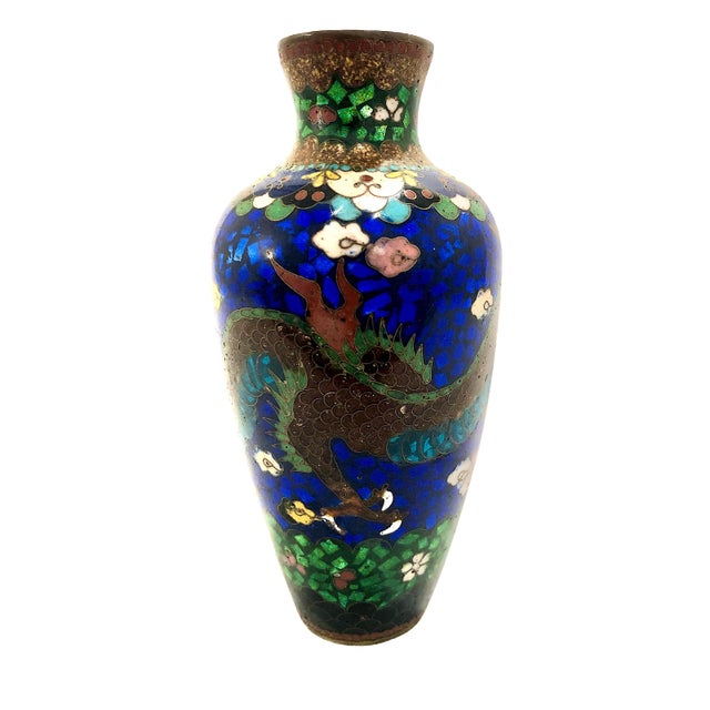 Late 19th-Century Japanese Cloisonné Dragon Cabinet Vase For Sale - Image 4 of 14