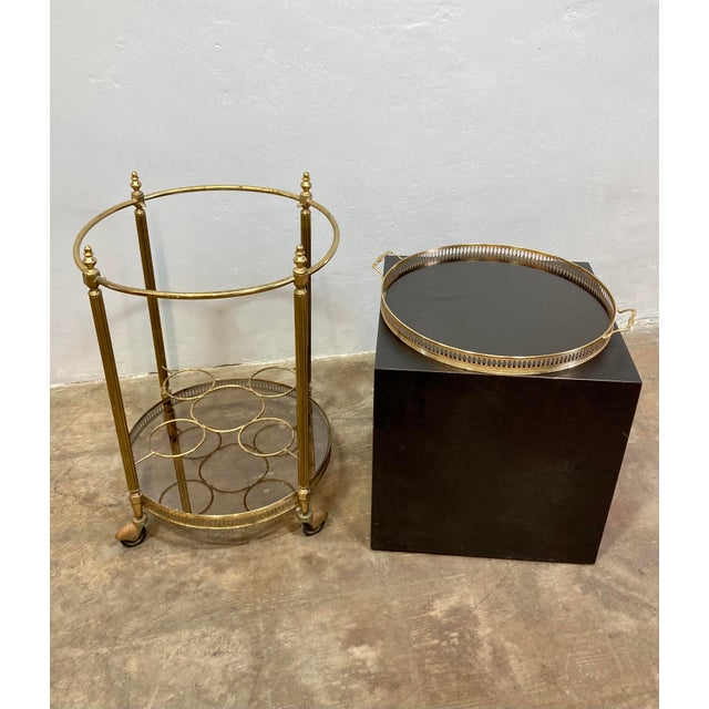 Brass 1940s Brass Mid-Century Bar Trolley, in the Style of Maison Jansen For Sale - Image 8 of 8
