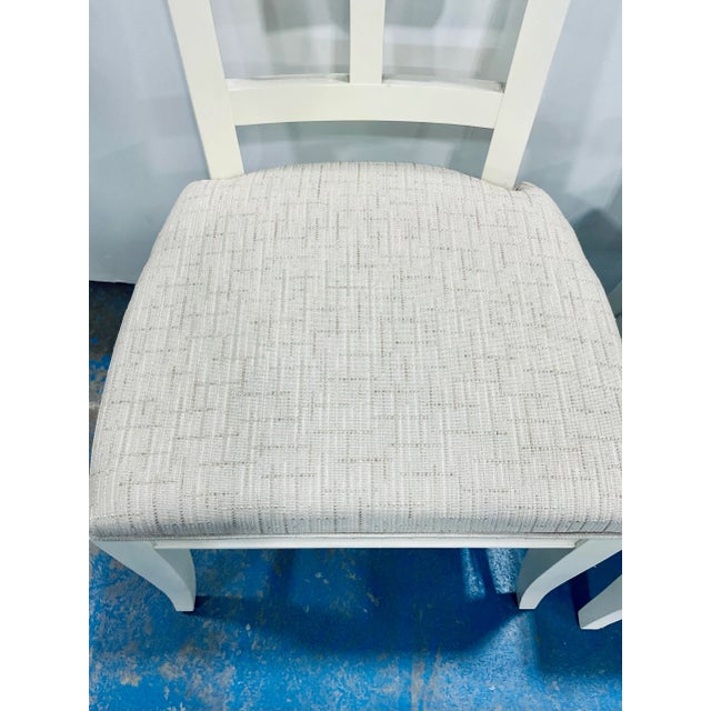 Wood Modern White Geometric Back Side Chair For Sale - Image 7 of 9