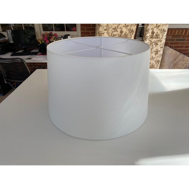 White Drum Lamp Shades - a Pair For Sale - Image 4 of 5