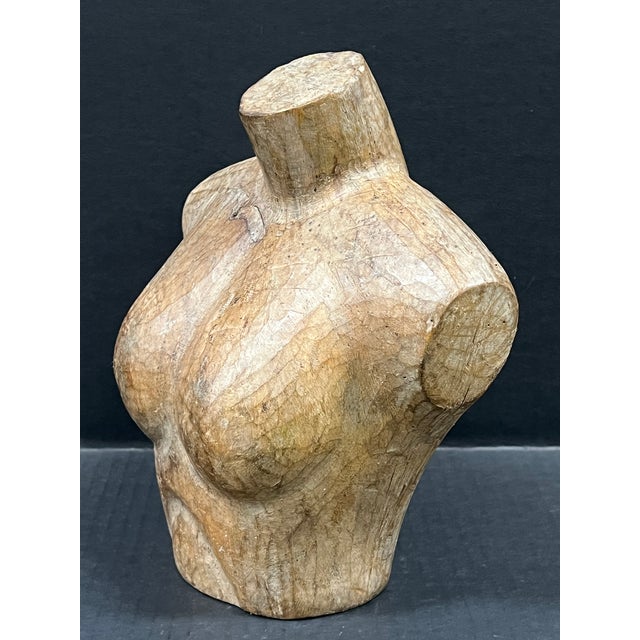 Late 20th Century Late 20th Century Carved Wood Solid Female Torso Sculpture #K58 For Sale - Image 5 of 9