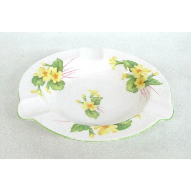 Shelley England Primrose Yellow Flowers Green Trim Bone China Ashtray For Sale - Image 11 of 11