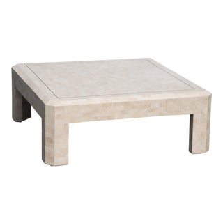 1980s Hollywood Regency Maitland Smith Ivory Stone Coffee Table For Sale