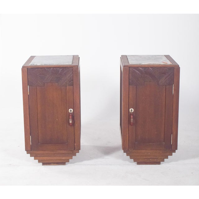 1920s Portuguese Art Deco Bedside Tables, 1920, Set of 2 For Sale - Image 5 of 10