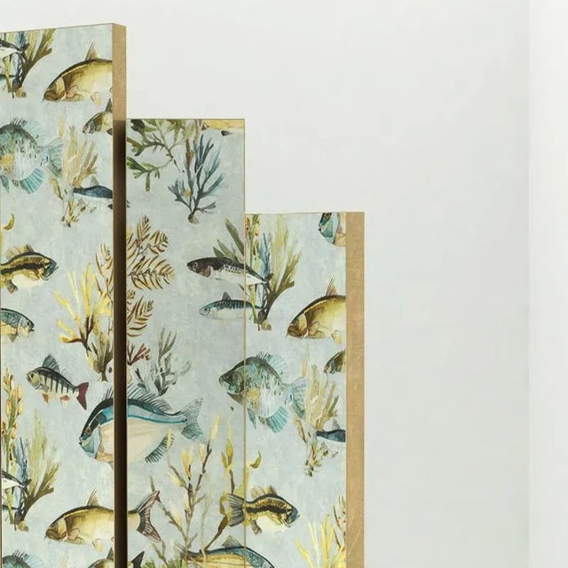 This fine screen was created by expert craftsmen as a scenic and decorative object to embellish the interior spaces...