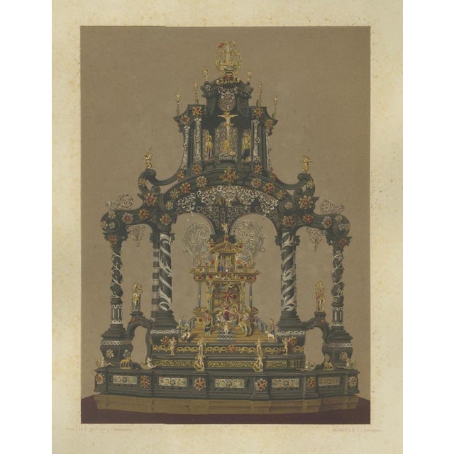Bavarian Royal Chapel Altar Shrines, 1874, Chromolithographs on Paper, Set of 2 For Sale - Image 9 of 13