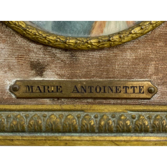 Antique Marie Antoinette Miniature Portrait by Gerard French Gilt Framed Signed For Sale - Image 9 of 12