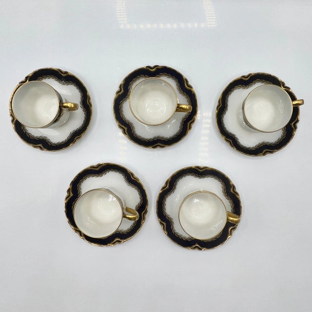 French Art Nouveau Blue and Gold Porcelain Demitasse Coffee Service from Haviland Limoges, France, 1900s, Set of 13 For Sale - Image 16 of 18