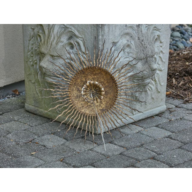 Mid 20th Century Spanish Midcentury Gilt Metal Sunburst Chandelier with Wavy Rays For Sale - Image 9 of 12