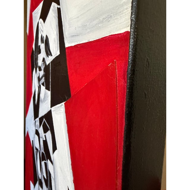 Mid-Century Modern Original Cubist Portrait Oil Painting 'Enigma' Signed Kristin Gustavson For Sale - Image 3 of 8