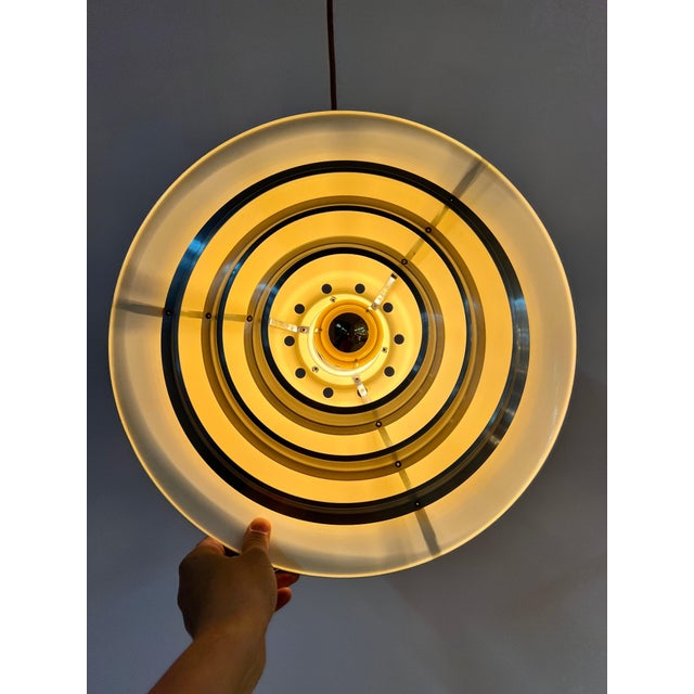 Metal Silver Louvered Lamp by Erik Jensen for Teknika For Sale - Image 7 of 11