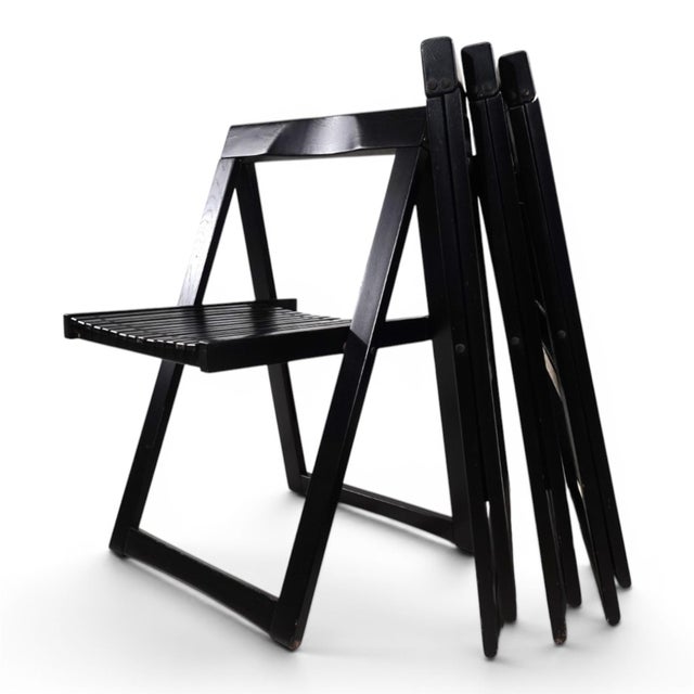 Black Trieste Folding Chairs by Aldo Jacobi for Bazzani, 1960, Set of 4 For Sale - Image 8 of 17
