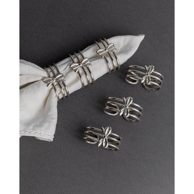 Vintage Silver-Plated Ribbon Napkin Rings, Italy, 1970s, Set of 6 For Sale - Image 11 of 11