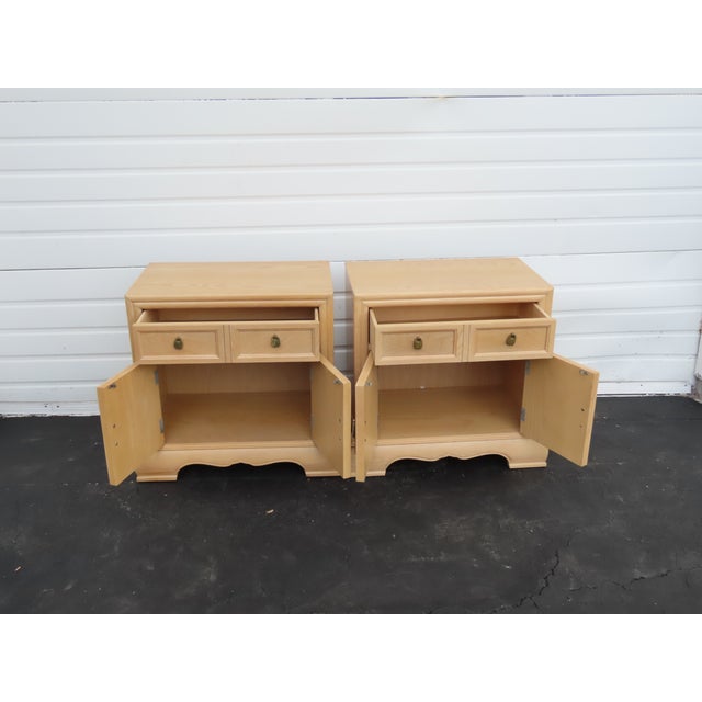 Bernhardt Hollywood Regency White Oak Large Nightstands End Bedside Tables a Pair 6400 For Sale In Miami - Image 6 of 18
