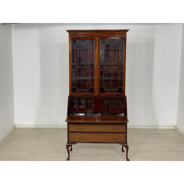 Antique Mahogany Display Cabinet with Secretary, 1880 For Sale - Image 3 of 12