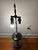 Vintage Brass and Forest Green Glass Dual-Socket Banquet Lamp For Sale - Image 10 of 10
