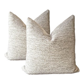 Oatmeal Melange Boucle Pillows- a Pair For Sale